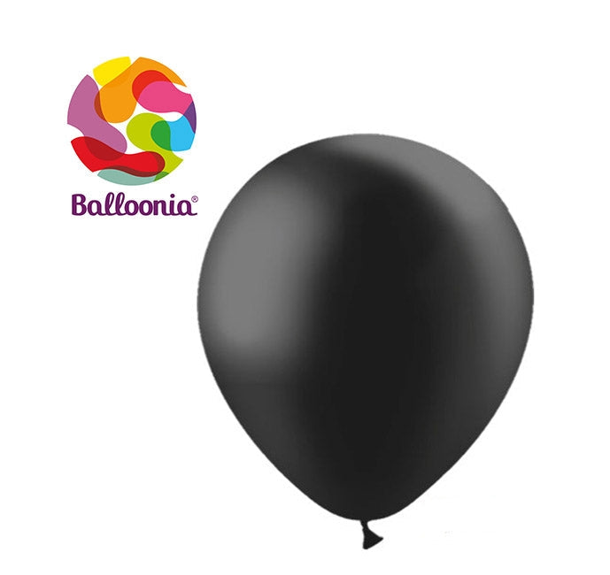 12in Metallic BLACK - Round Latex - BALLOONIA - 100CT