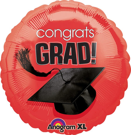 18 inch VLP Congrats Grad School Colors RED Foil Balloon