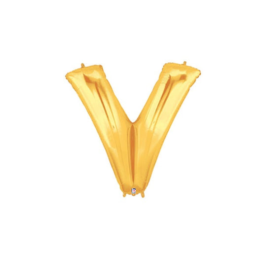 14in GOLD Letter V MegaLoon Jr., Price Per Bag of 5