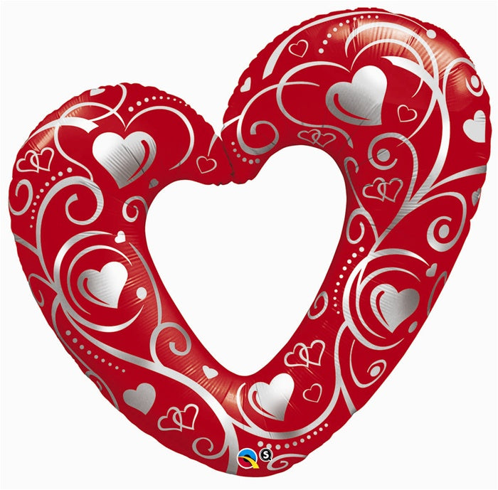 Hearts & Filigree RED Open Heart Foil Balloon