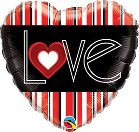 Love Red Stripes Foil Balloon