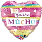 Te Quiero Mucho Rayas y Corazones foil balloon