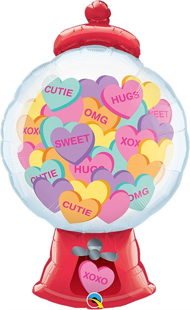 Candy Hearts Gumball Machine Foil Balloon