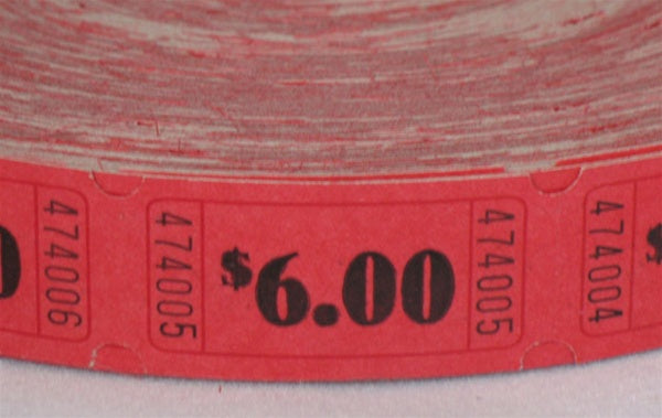 Assorted Color Single Tickets $6.00 roll of 2000