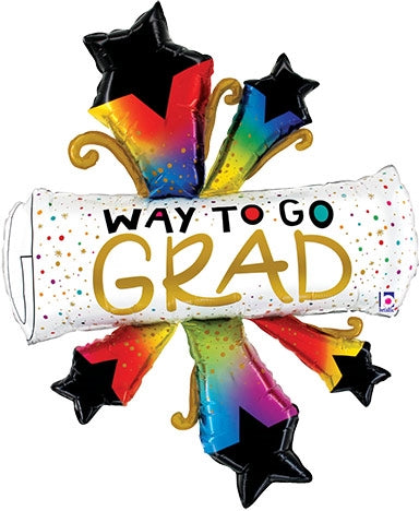 42 inch Bursting Stars Grad Diploma Graduation Balloon