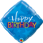 18 inch Happy Birthday Blue Stars foil balloon