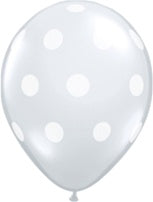 5in Qualatex CLEAR with White Polka Dots bag of 100