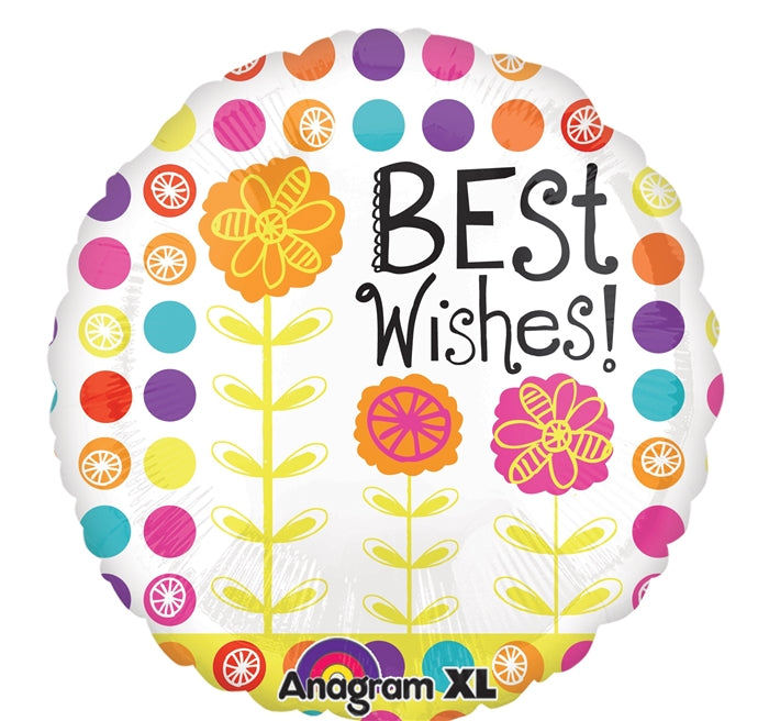 21 inch Floral Blue Best Wishes Balloon