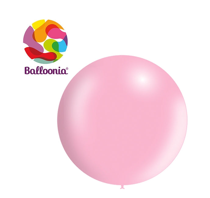 2ft Metallic BABY PINK - Round Latex - BALLOONIA Bag of 5