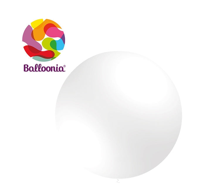 2ft Metallic WHITE - Round Latex - BALLOONIA Bag of 5