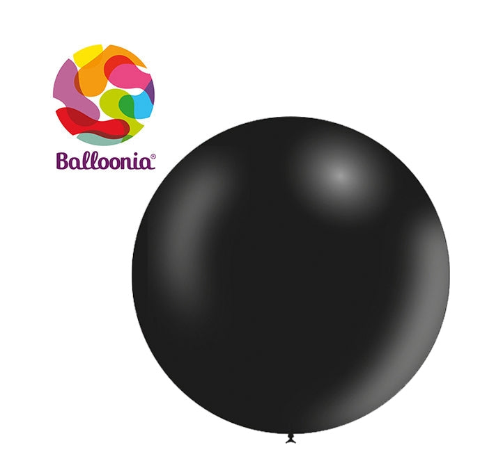 2ft BLACK - Round Latex - BALLOONIA Bag of 5