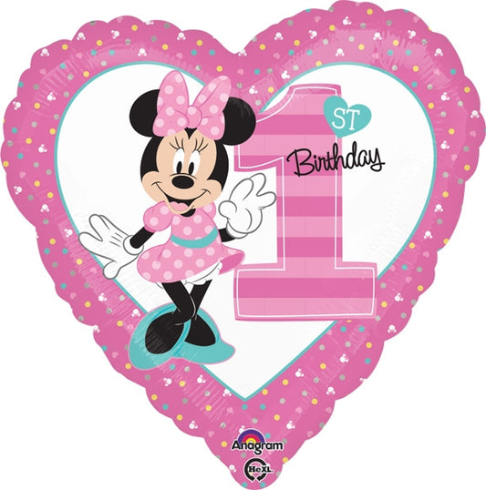 18 inch Disney Minnie 1st Birthday Girl Balloon