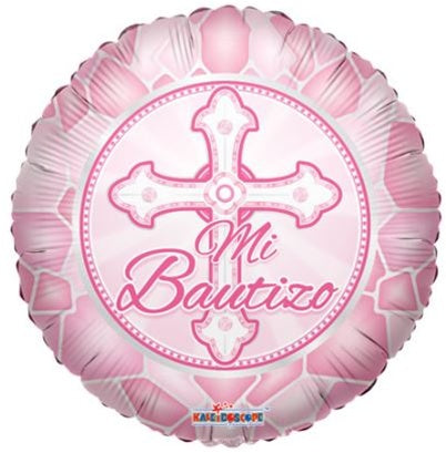 18 inch SV Mi Bautizo Round Foil Rosa