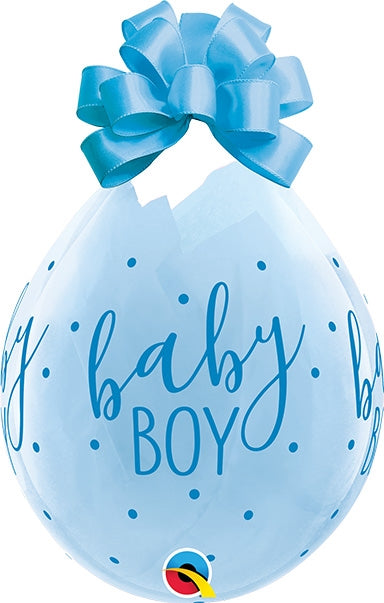 18 inch Qualatex Round Baby Boy Dots-A-Round DIAMOND CLEAR Stuffing Balloon