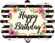 30 inch Happy Birthday Floral Frame