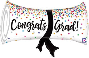 31 inch Grad Confetti Diploma - Holographic Foil Balloon