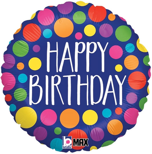 18 inch Polka Dot Birthday foil balloon