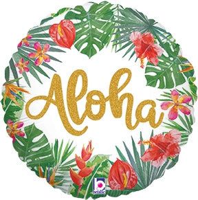 Tropical Aloha Round Foil Balloon