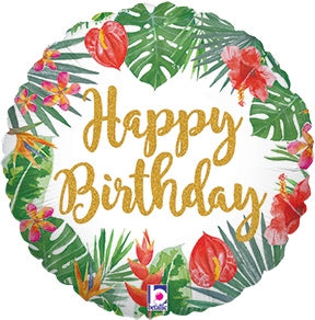 Tropical Birthday Round Foil Balloon