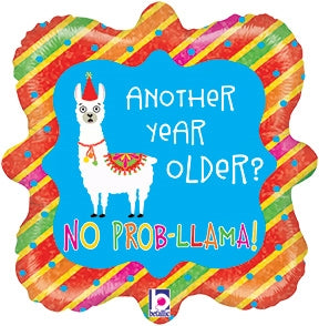 Llama Birthday Holographic Balloon