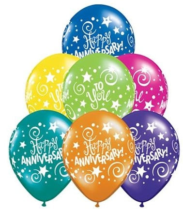 11 inch Qualatex Anniversary Stars and Swirl