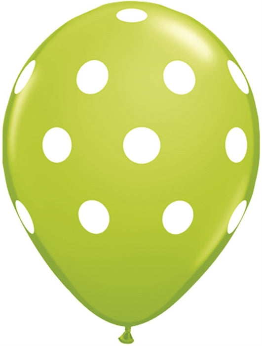 11 inch Qualatex Big Polka Dots LIME GREEN