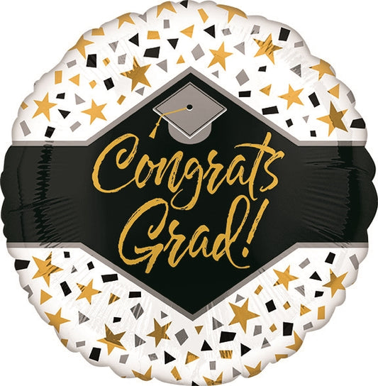 18 inch VLP Congrats Grad Stars and Confetti Foil Balloon