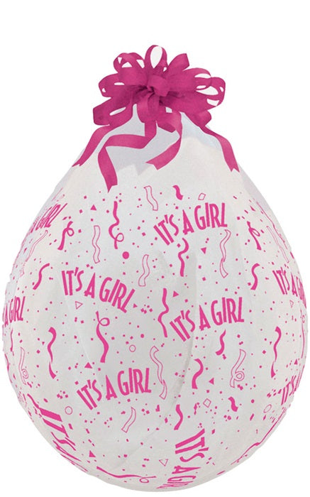 18 inch Qualatex Round IT'S A GIRL-A-Round DIAMOND CLEAR Stuffing Balloon