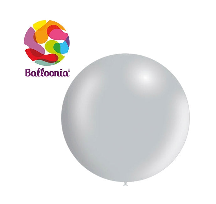 3ft Metallic SILVER - Round Latex - BALLOONIA Bag of 5