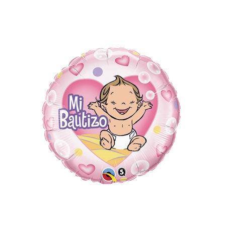 9 inch Mi Bautizo Pink Foil Balloon