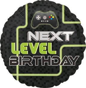 Level Up Birthday Round Foil Balloon