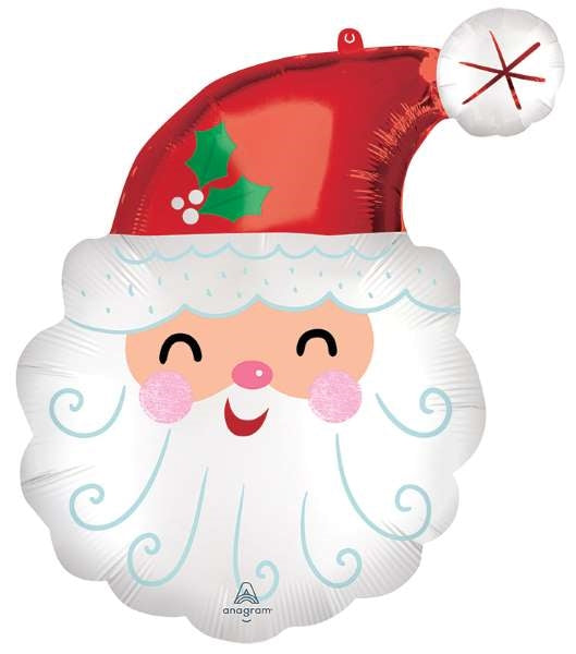 Smiley Satin Santa Head Balloon