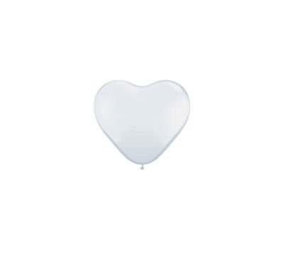 6 inch Qualatex Heart WHITE bag of 100