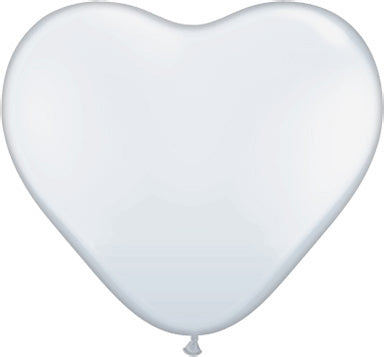 11 inch Qualatex Heart WHITE bag of 100