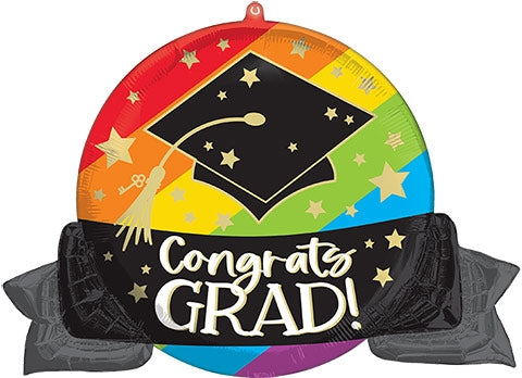 Congrats Grad Bold Rainbow Foil Balloon