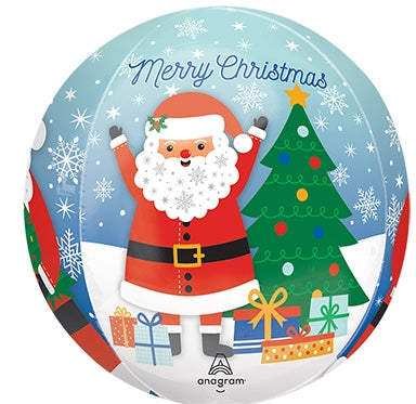 Snowy Christmas Santa ORBZ Foil Balloon