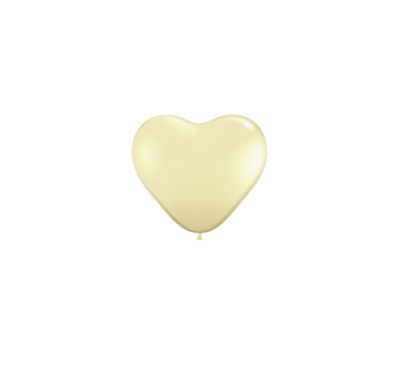 Bolsa de seda Qualatex Heart IVORY de 6 pulgadas de 100