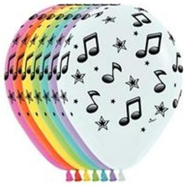 11 inch Latex Balloons with Black Printed Musical Notes