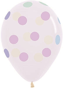 11 inch Betallatex Pastel Polka Dots on Crystal Clear