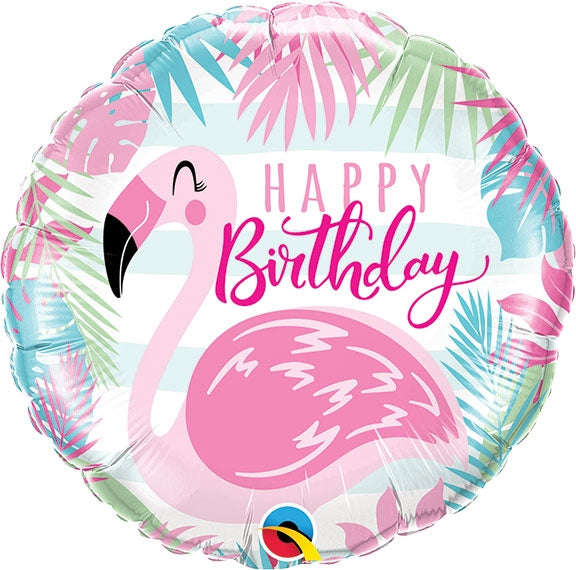 18 inch Happy Birthday Pink Flamingo foil balloon