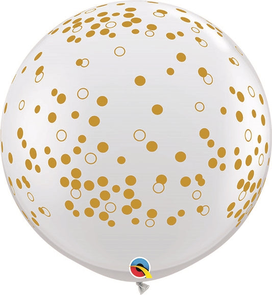 3 foot Gold Confetti Dots on DIAMOND CLEAR