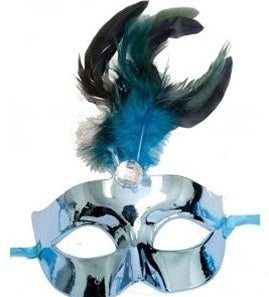 Turquoise Mask with Feather