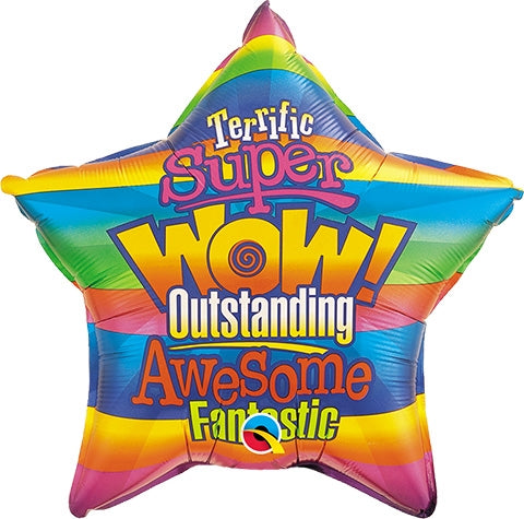 20 inch Wow! Stripes - Star Shape Foil Balloon