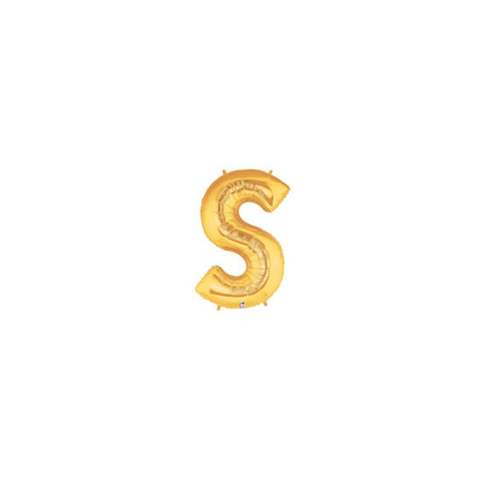 7in GOLD Letter S Megaloon Jr. bag of 5