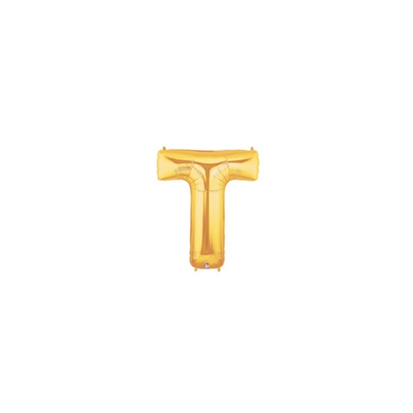 7in GOLD Letter T Megaloon Jr. bag of 5