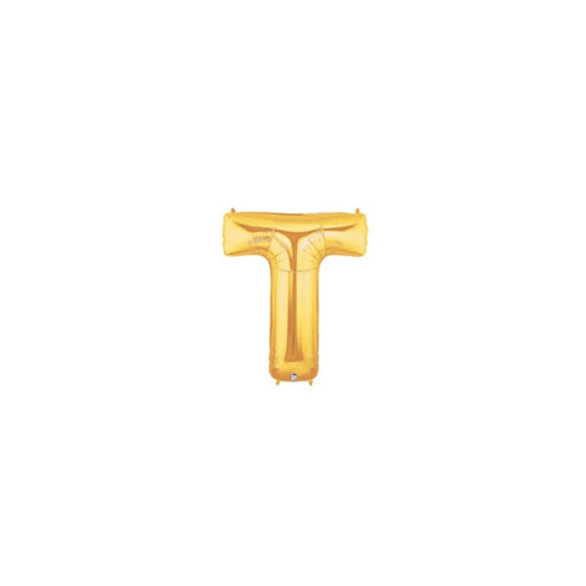 7in GOLD Letter T Megaloon Jr. bag of 5