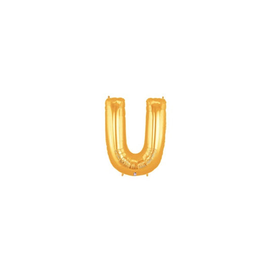 7in GOLD Letter U Megaloon Jr. bag of 5