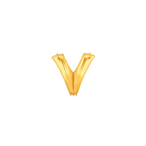 7in GOLD Letter V Megaloon Jr. bag of 5