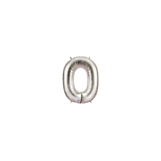 7in SILVER Number ZERO (0) Megaloon Jr. bag of 5