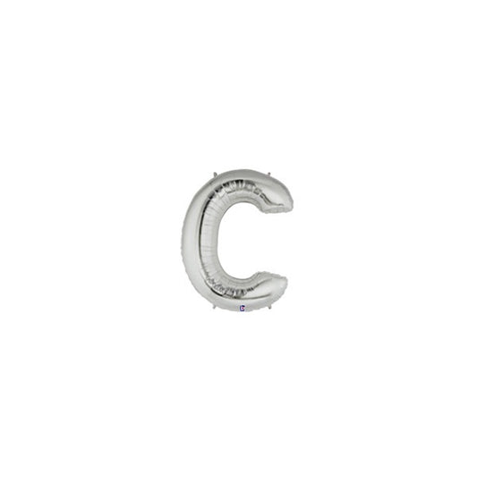 7in SILVER Letter C Megaloon Jr. bag of 5